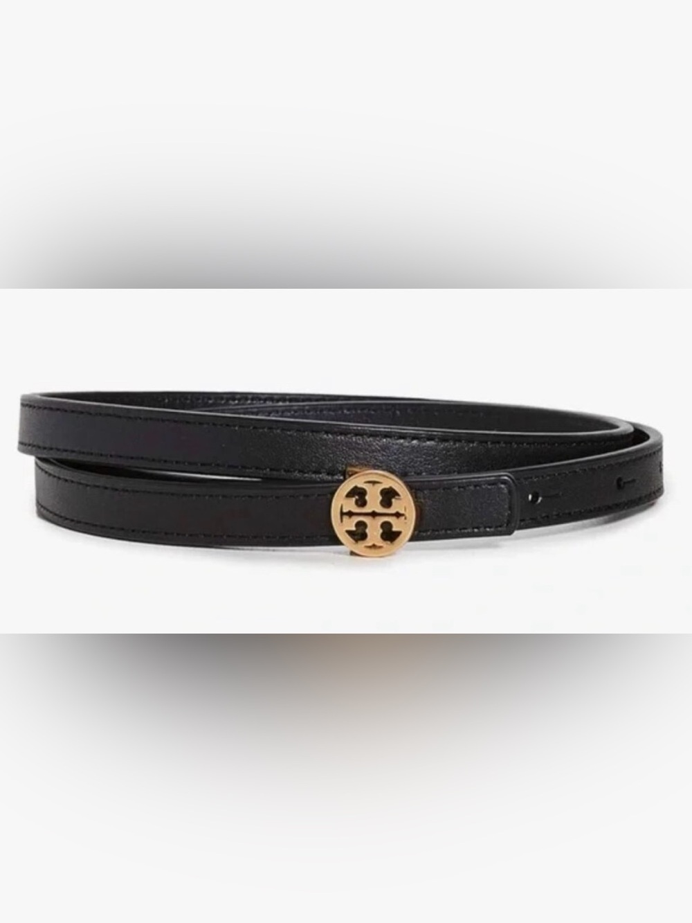 Tory Burch Black Skinny Logo Belt
